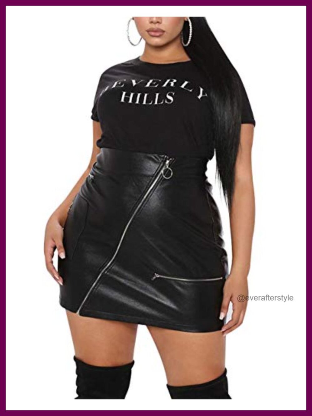 Plus Size Faux Leather Mini Skirt High Waist Bodycon Pencil Party